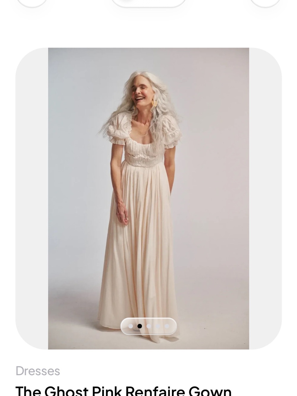 Selkie Cream Pink Maxi Gown with Puff Sleeves